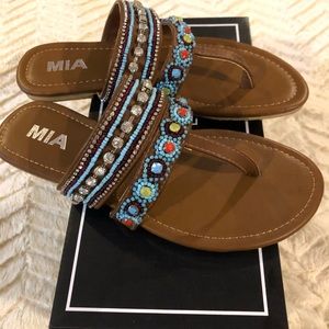 MIA Candance Beaded Flip Flop Sandals Size 6 NEW